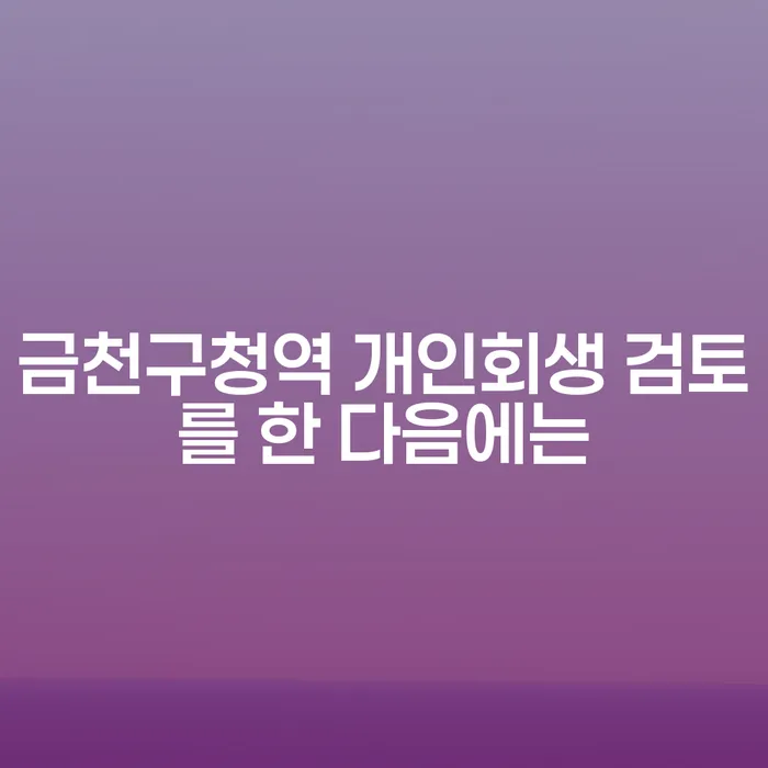 금천구청역 개인회생 검토를 한 다음에는